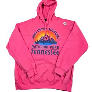 Great Smoky Mountains National Park TN Hoodie Mens Large Pink Graphic Pullover